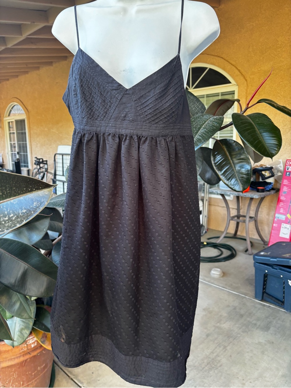 Forever 21 Black Spaghetti-Strap Eyelet Mini Dress